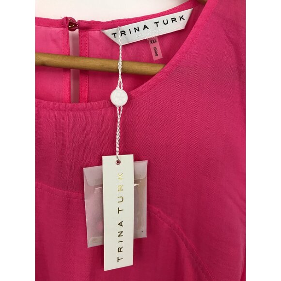 Trina Turk Mauvie Swing Trapeze Dress Sleeveless Lightweight Cotton Pink XXL NEW - Picture 4 of 10